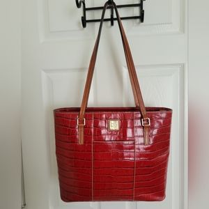 Dooney & Bourke Red Embossed Leather Large Tote